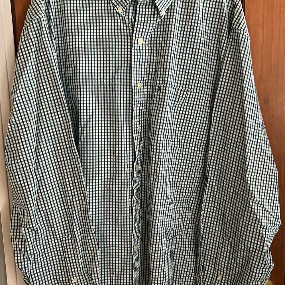 Men's Green & Blue Checkered IZOD Shirt